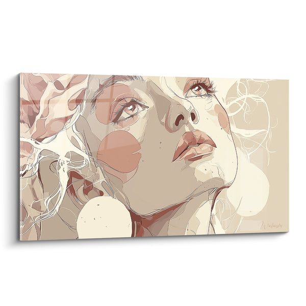 Tableau Visage levé aux teintes terracotta et beige - Élan vers le ciel - Edition Visage abstrait