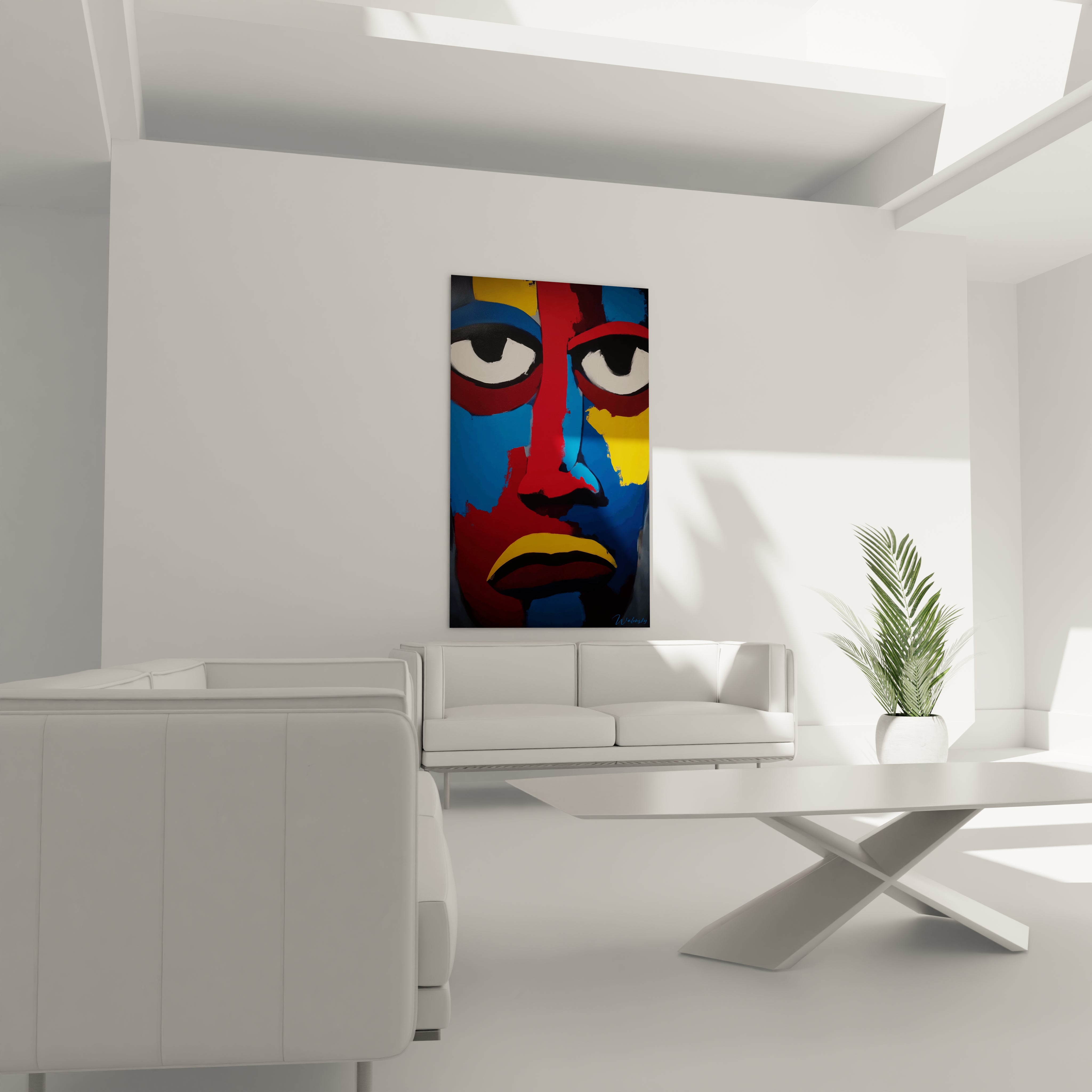 Tableau mural visage africain coloré de Walensky, décor moderne pour un intérieur stylé