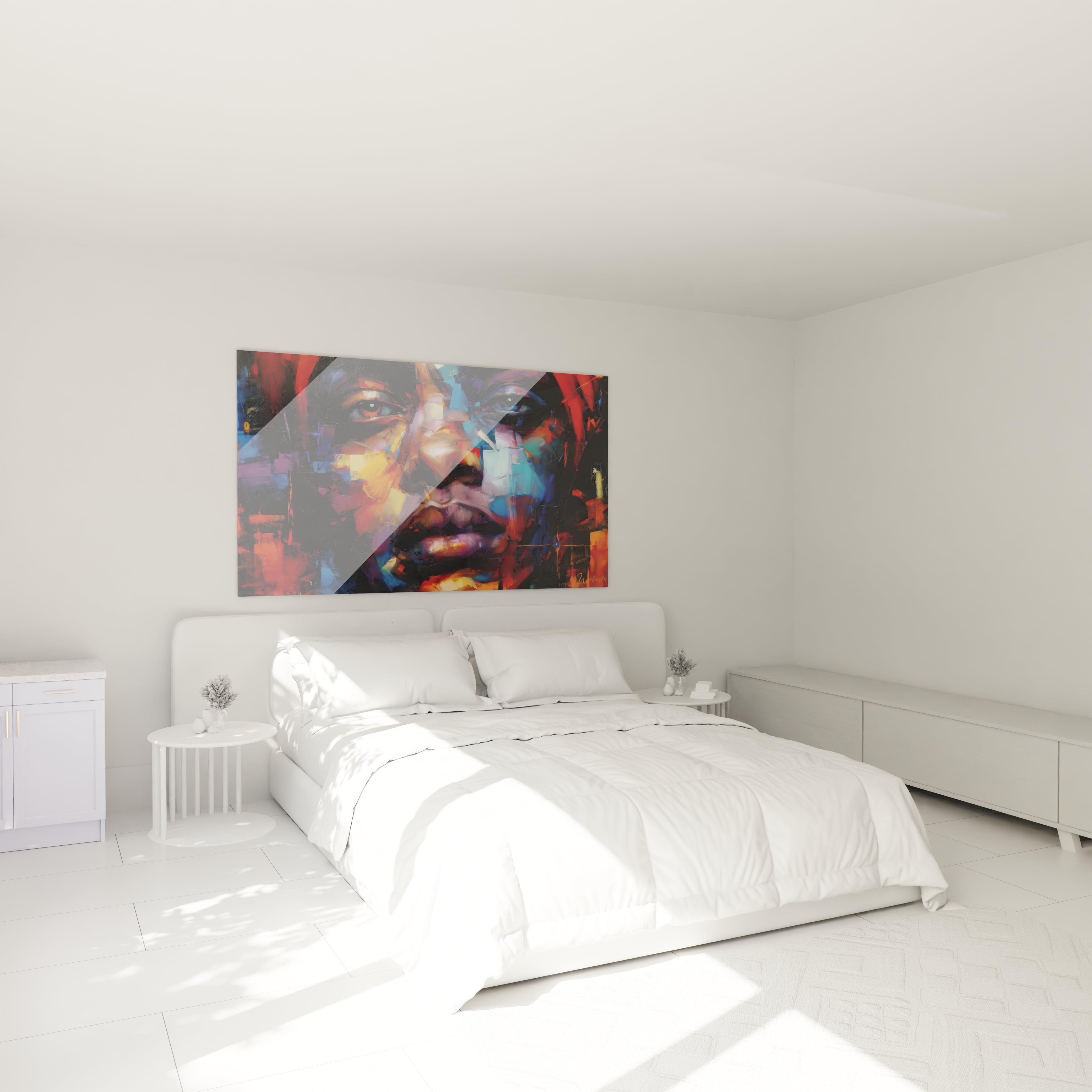 Tableau mural visage africain contemporain de Walensky pour une décoration moderne et colorée