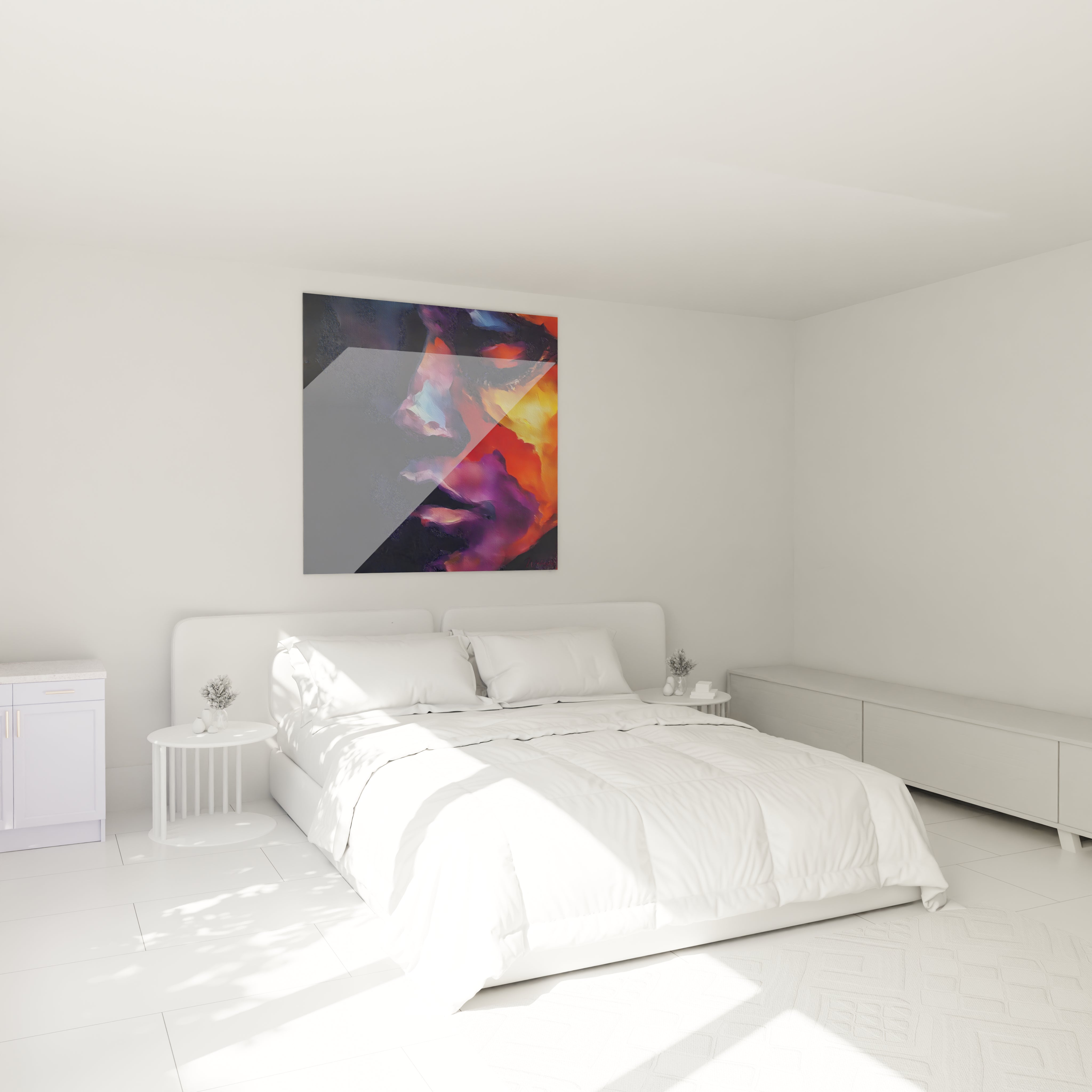 Tableau mural visage africain moderne de Walensky, ajoutant une touche artistique à la chambre lumineuse
