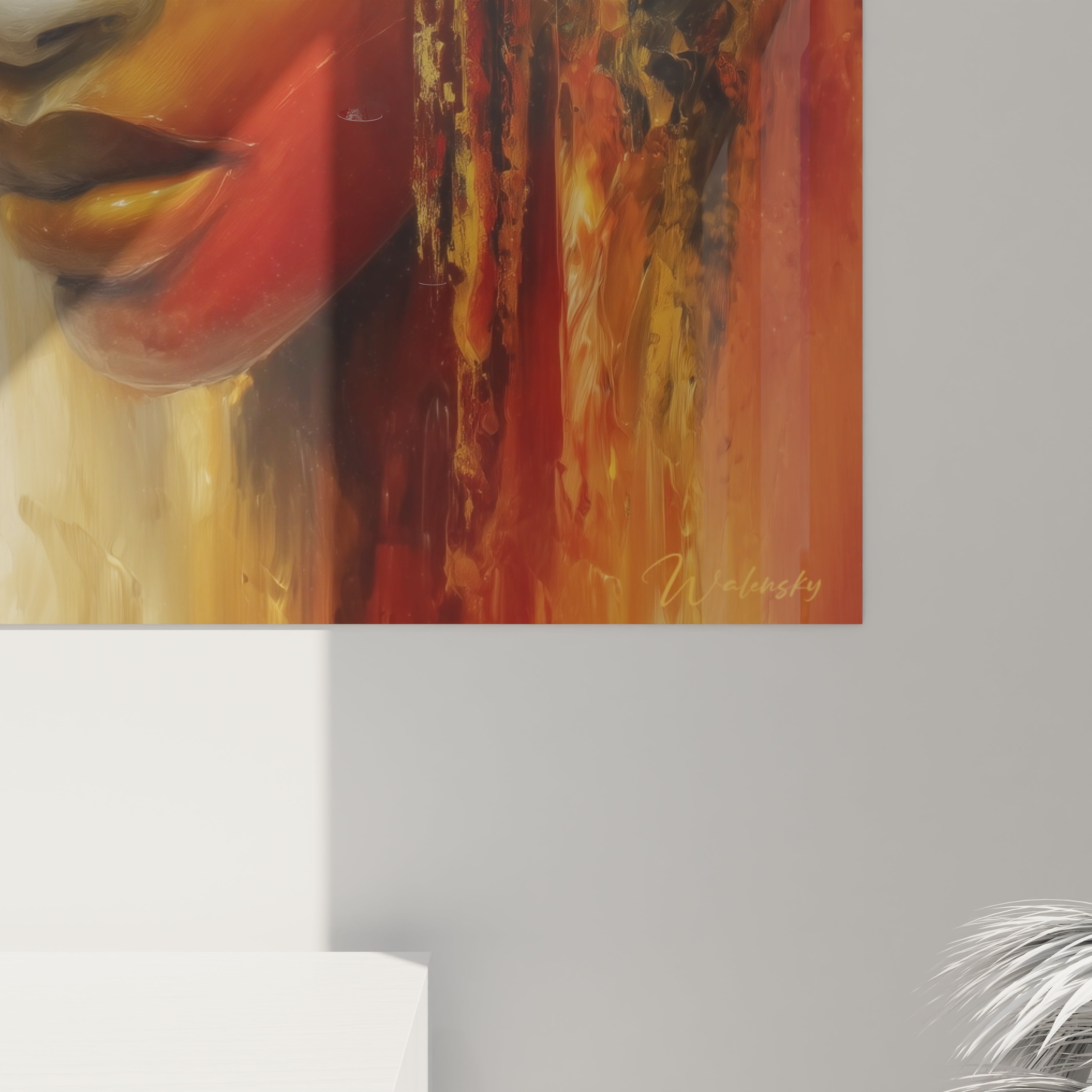 Tableau visage africain moderne de Walensky avec des couleurs vibrantes et un style contemporain