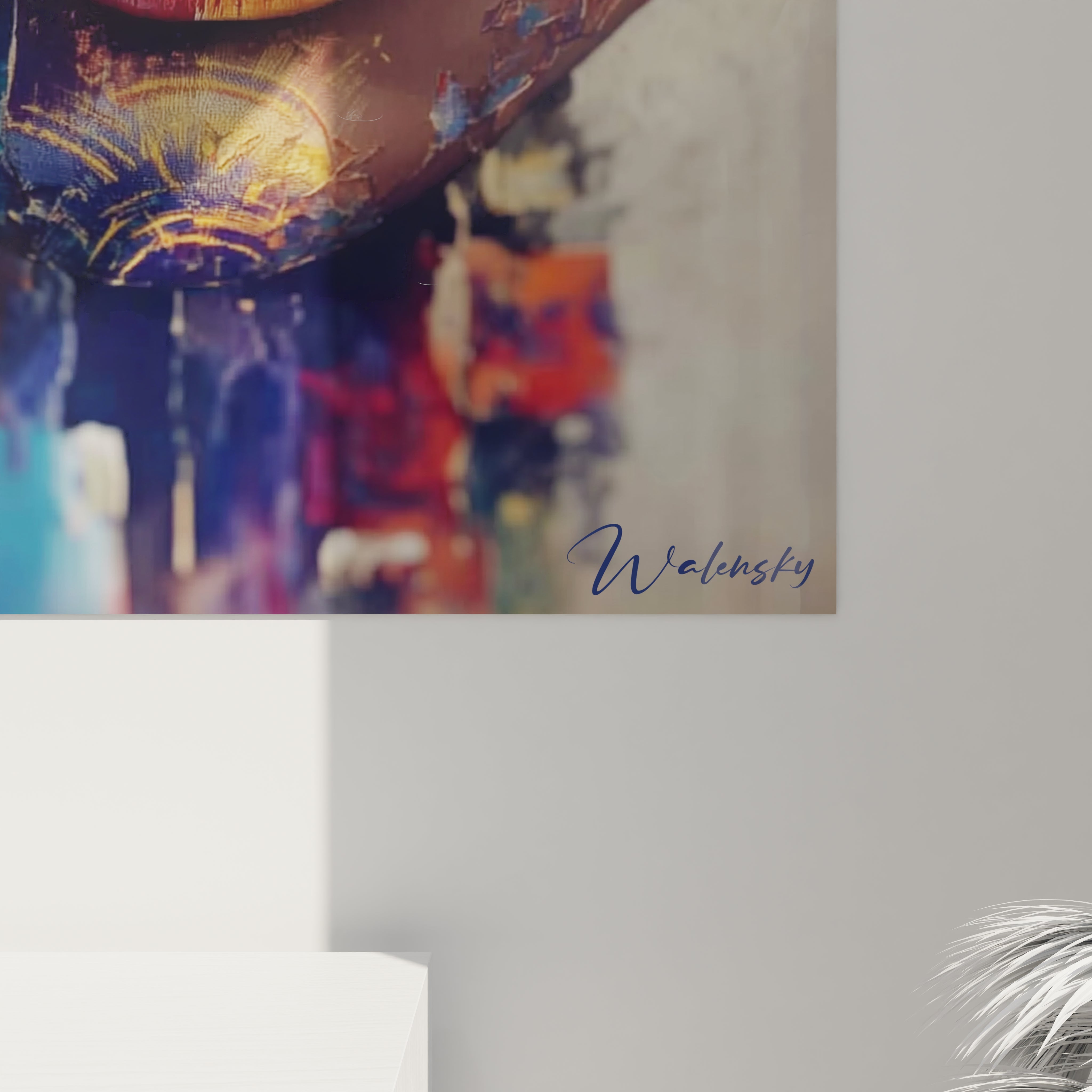 Tableau mural visage africain moderne de Walensky avec couleurs vibrantes et design contemporain