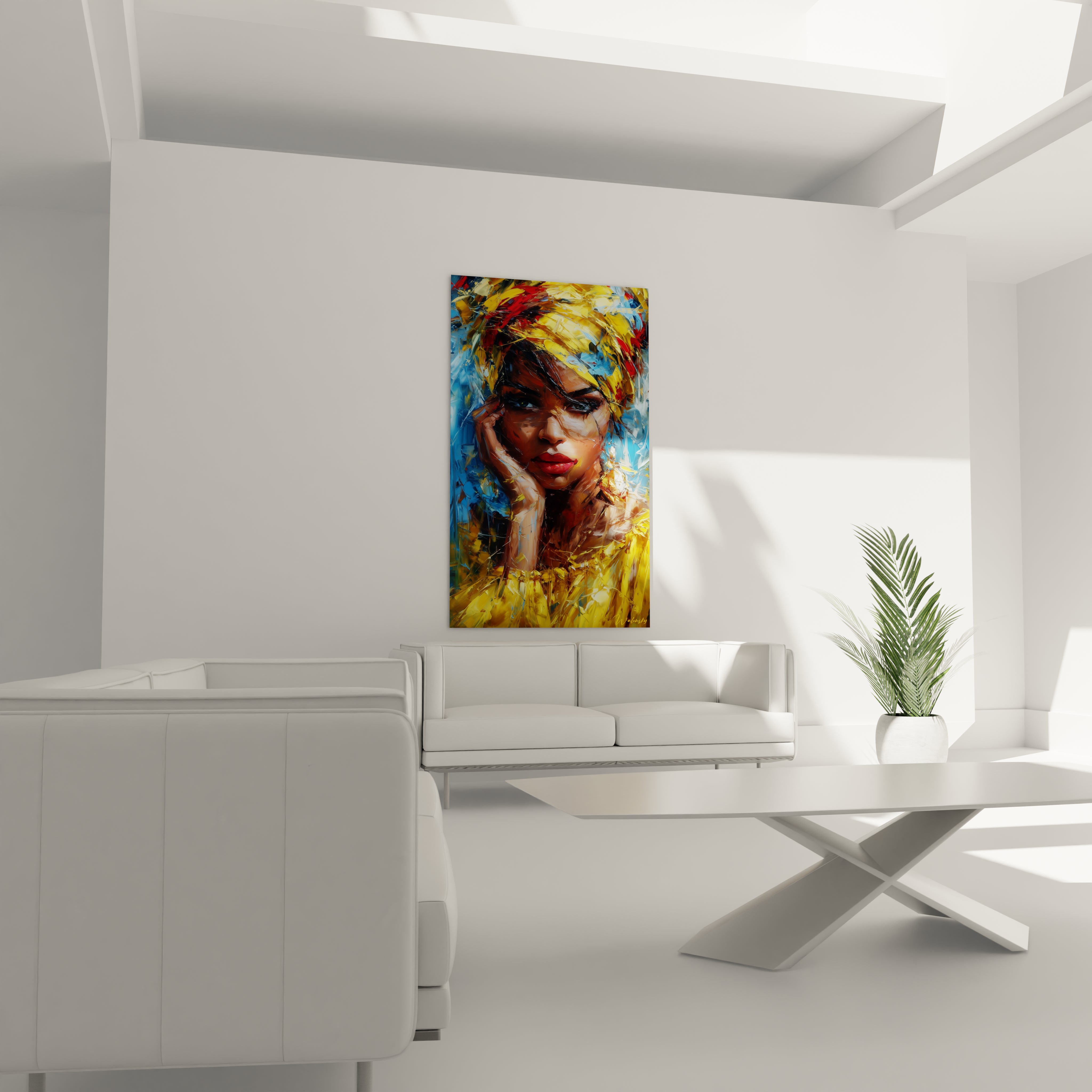 Tableau visage africain moderne de Walensky avec couleurs vives pour décoration intérieure élégante