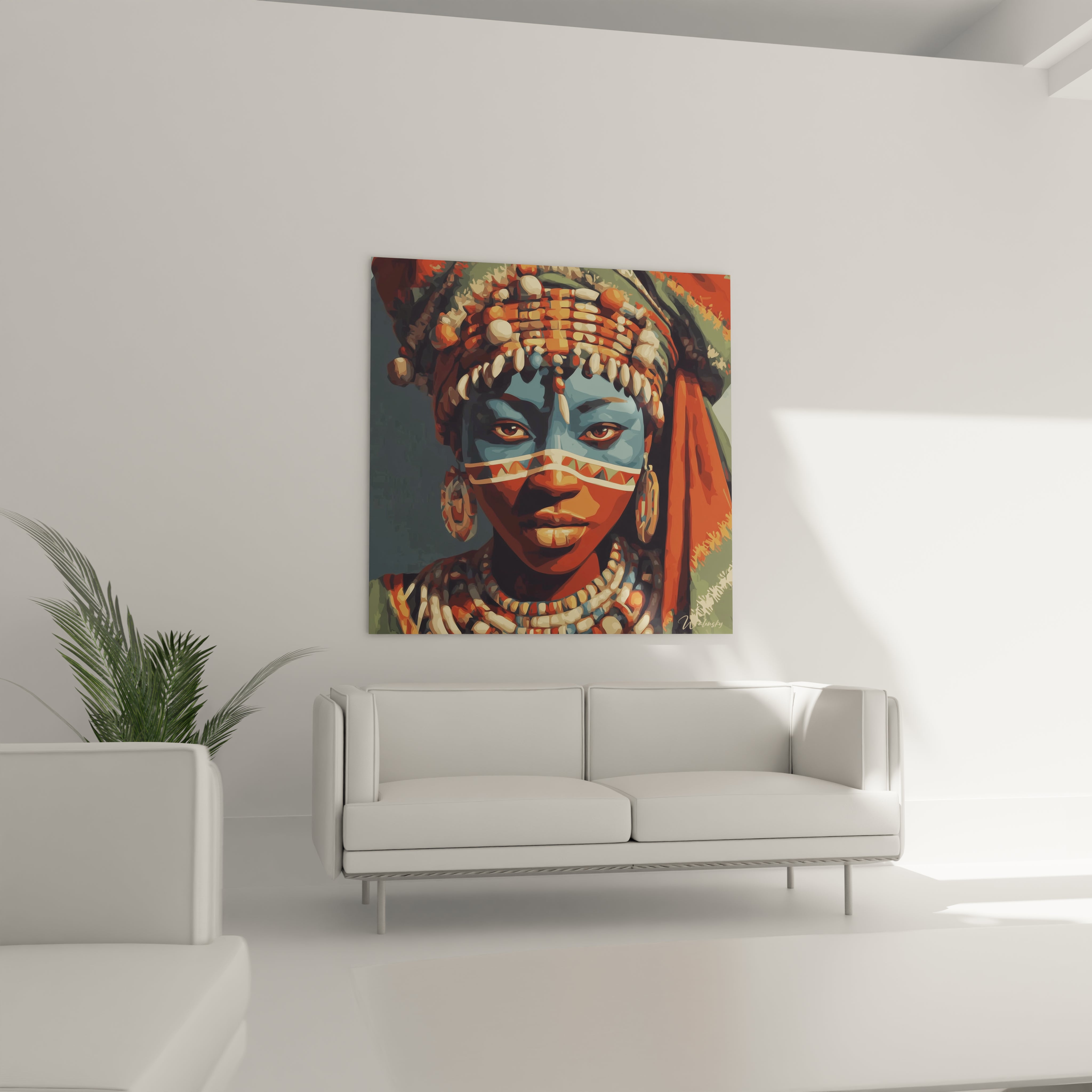 Tableau visage africain moderne de Walensky, décor mural coloré et artistique pour intérioriser un espace