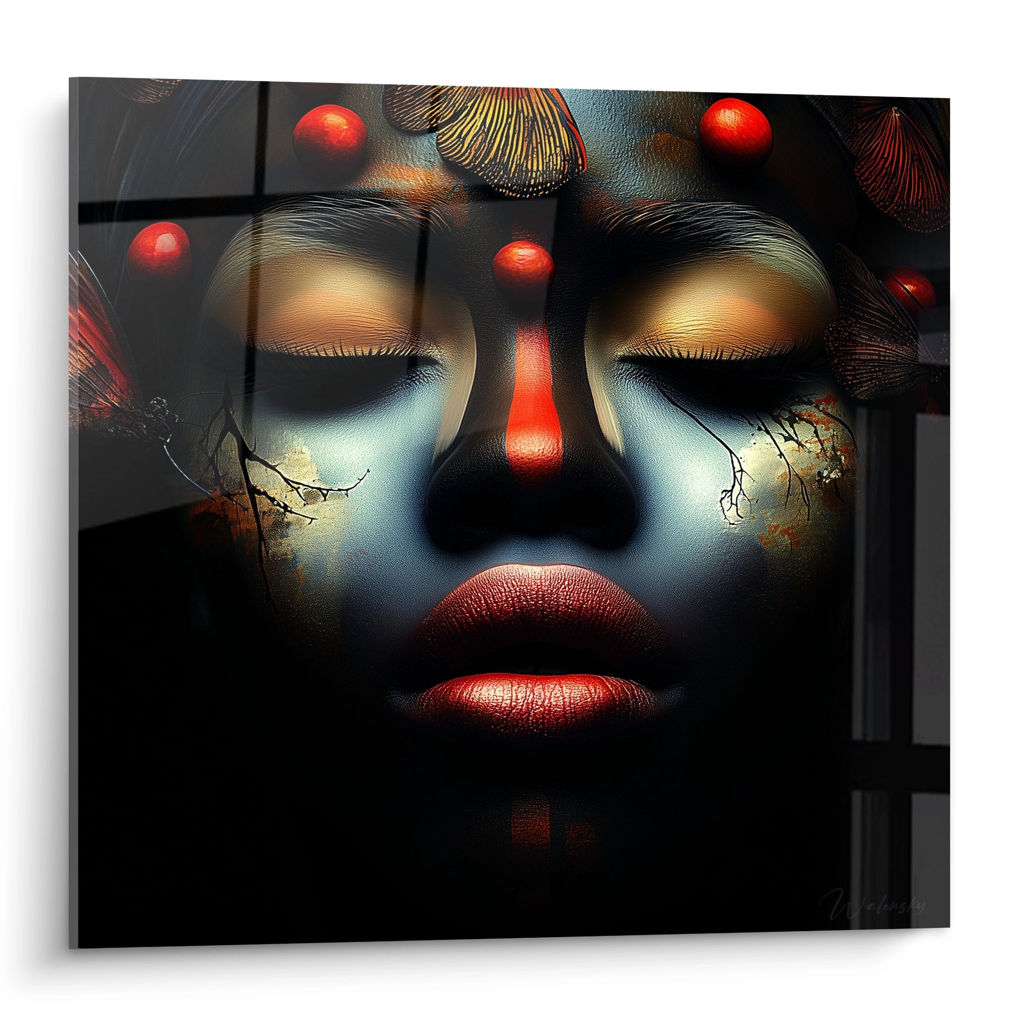 Tableau visage africain peinture moderne de Walensky, art mural captivant aux couleurs vives
