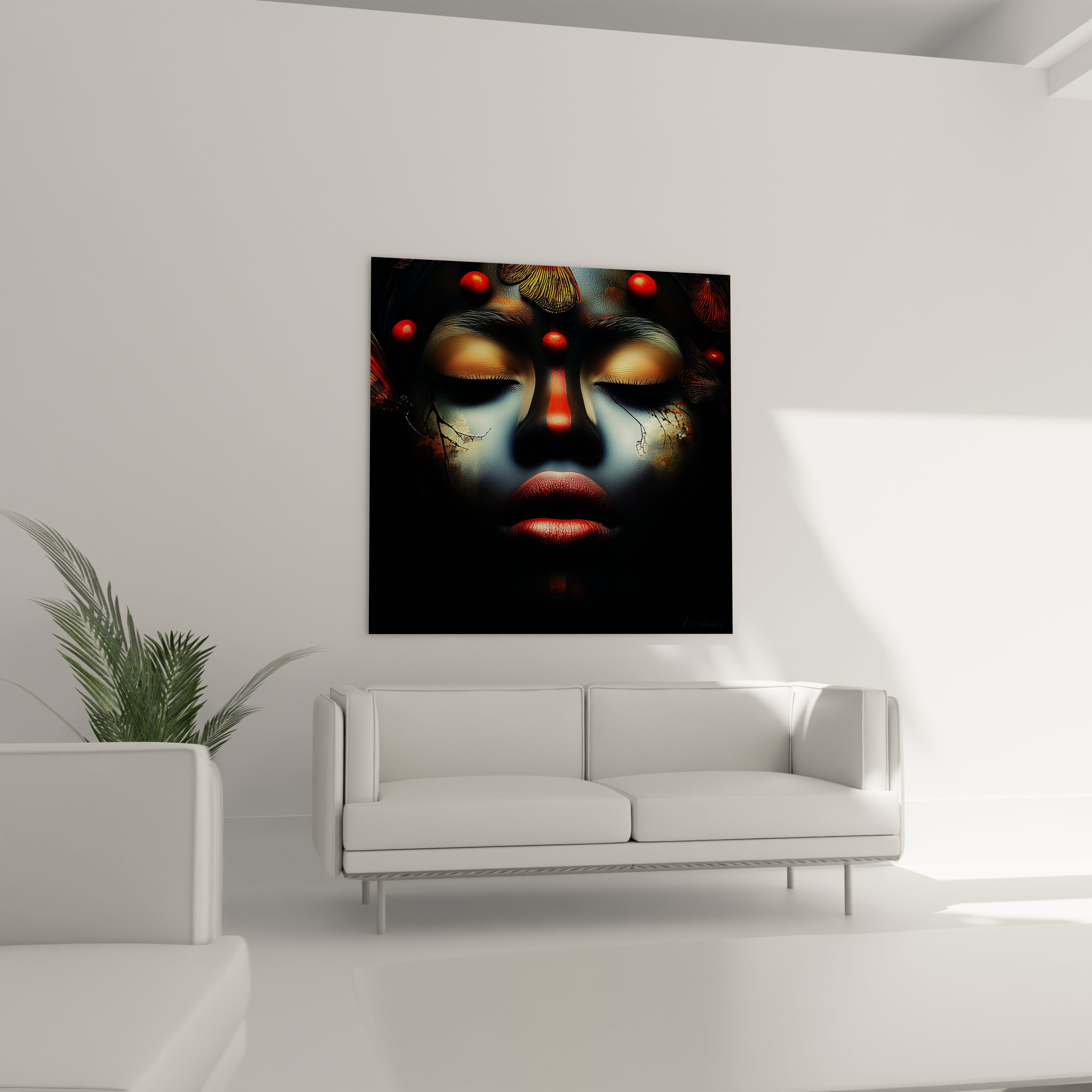 Tableau visage africain peinture moderne de Walensky, décor mural artistique pour un intérieur élégant
