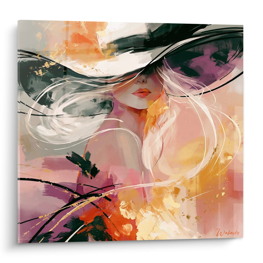 Tableau Femme au chapeau noir et cheveux blancs - Souffle mystérieux - Edition Visage