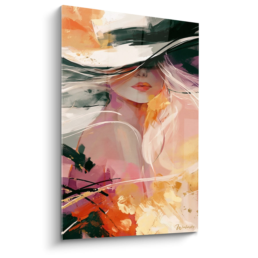 Tableau Femme au chapeau noir et orange - Souffle d'élégance - Edition Visage