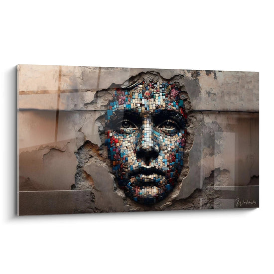Gemälde Gesicht der Widerstandskraft – Mosaik-Straßenkunst-Edition