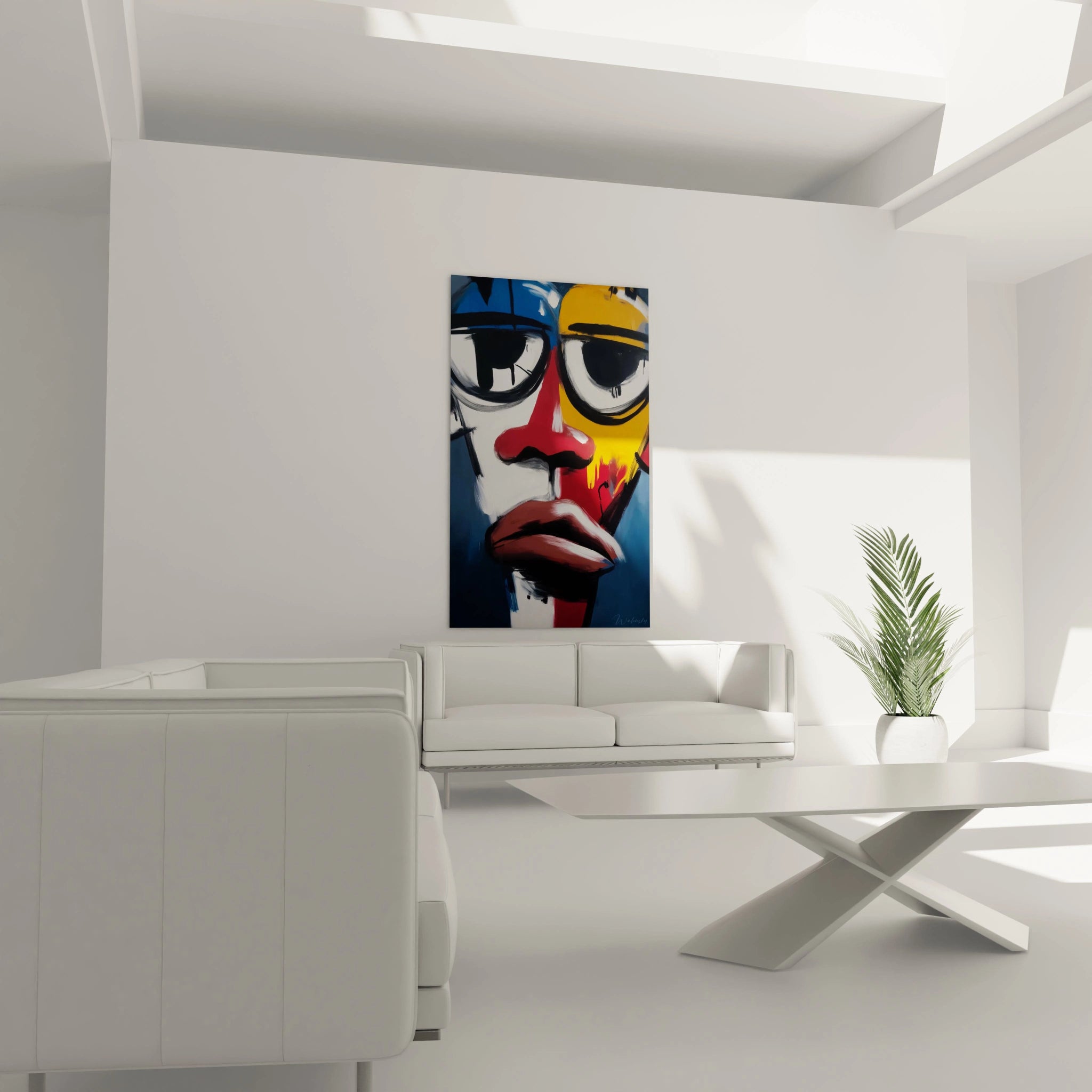 Tableau masque africain moderne de Walensky, idéal pour une décoration intérieure unique.