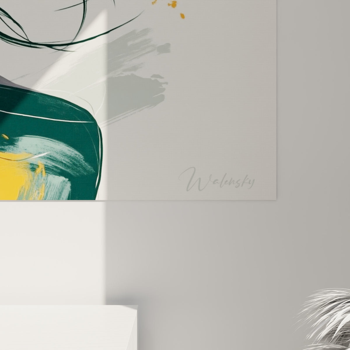 Détail du tableau Visage montrant les empâtements orange et les coulures violettes sur fond crème