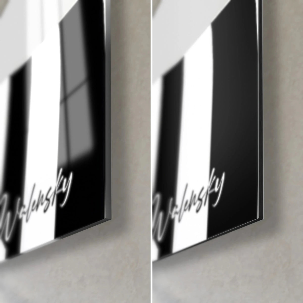 Gemälde Model mit Schleierhut, untere rechte Ecke aus glänzendem Acrylglas und mattem Alu-Dibond, 3 mm Kante, Signatur Walensky