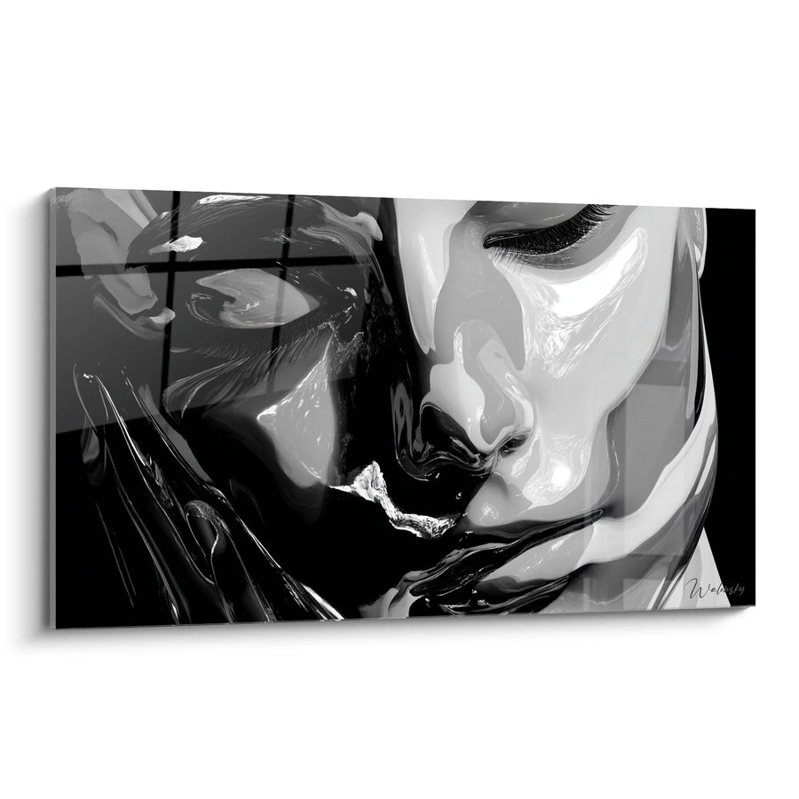 Tableau Visage Féminin Miroir - Reflet Mystérieux - Edition visage noir et blanc