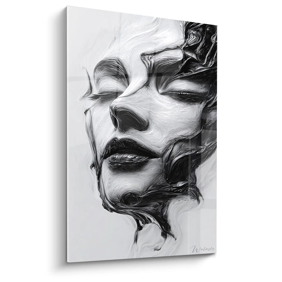 Cuadro Rostro Mujer Fluido - Metamorfosis Líquida - Edición rostro negro y blanco