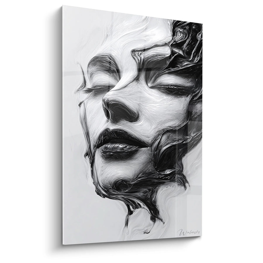 Tableau Visage Femme Fluide - Métamorphose Liquide - Edition visage noir et blanc