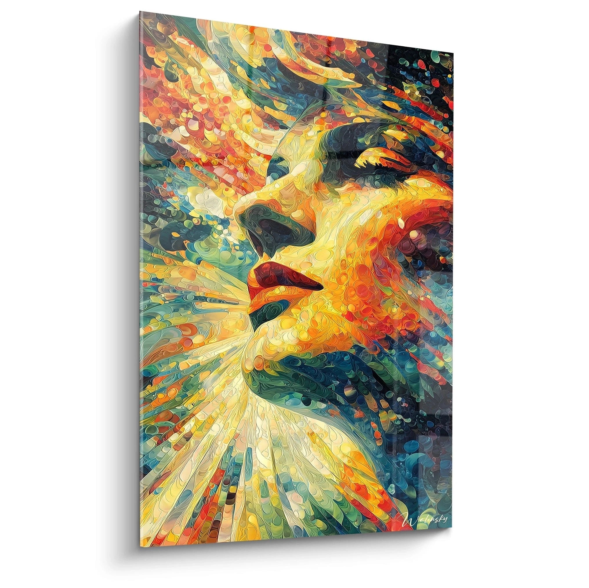 tableau visage femme contemporain Walensky tableau mural peinture abstraite profil féminin coloré et lumineux