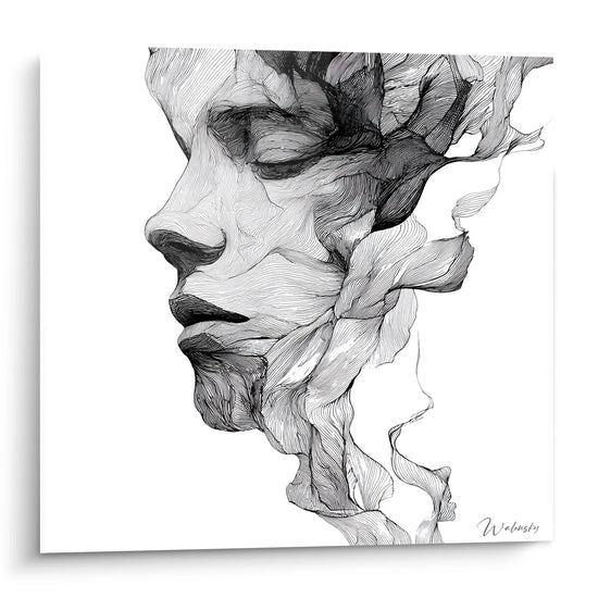 Cuadro Rostro Fragmentado - Metamorfosis Poética - Edición rostro blanco y negro