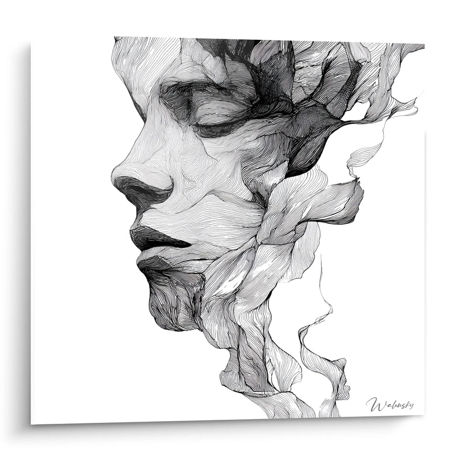 Tableau Visage Fragmenté - Métamorphose Poétique - Edition visage noir et blanc