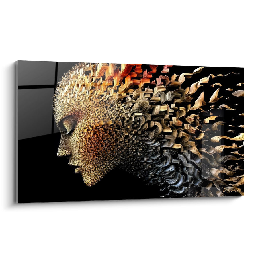 Tableau visage fragmenté - Métamorphose pixélisée - édition figuratif abstrait
