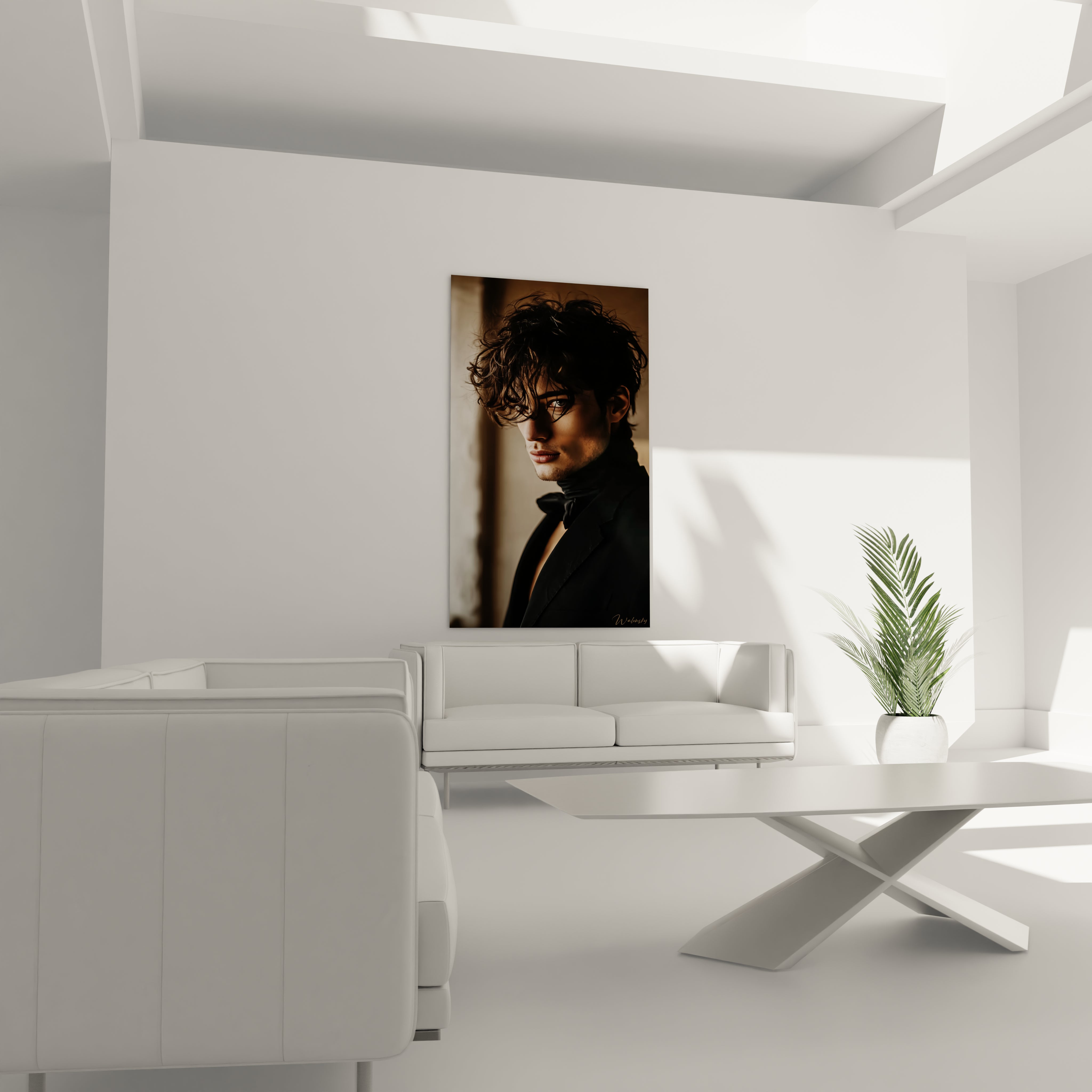 Tableau visage masculin design de Walensky, portrait artistique pour décoration intérieure moderne