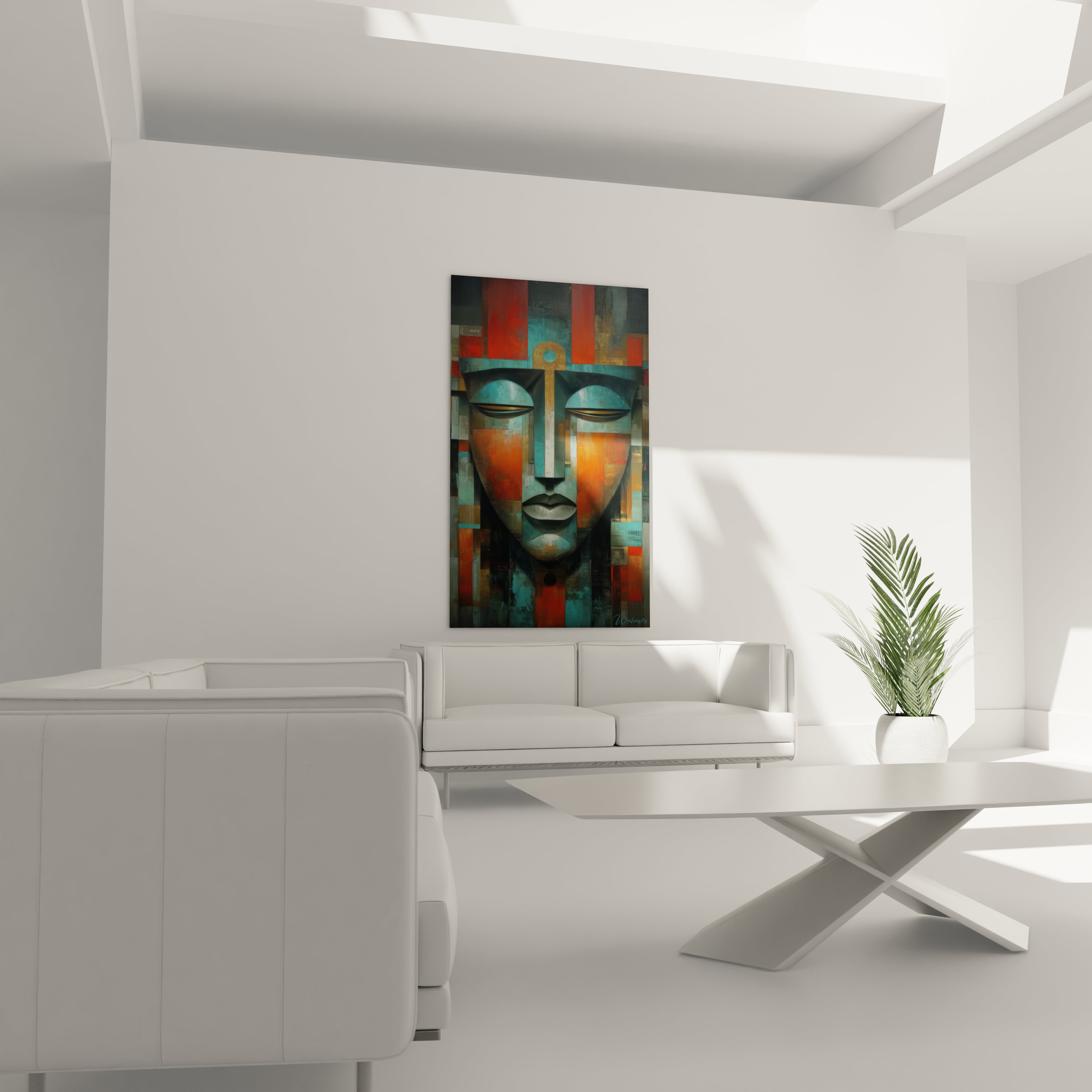 Tableau mural visage masqué africain de Walensky, décor contemporain pour salon moderne