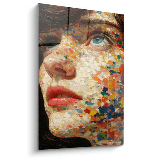 Walensky Mosaik-Gesicht Gemälde buntes großes Format auf Leinwand mit Textureffekt für Wanddekoration Wohnzimmer