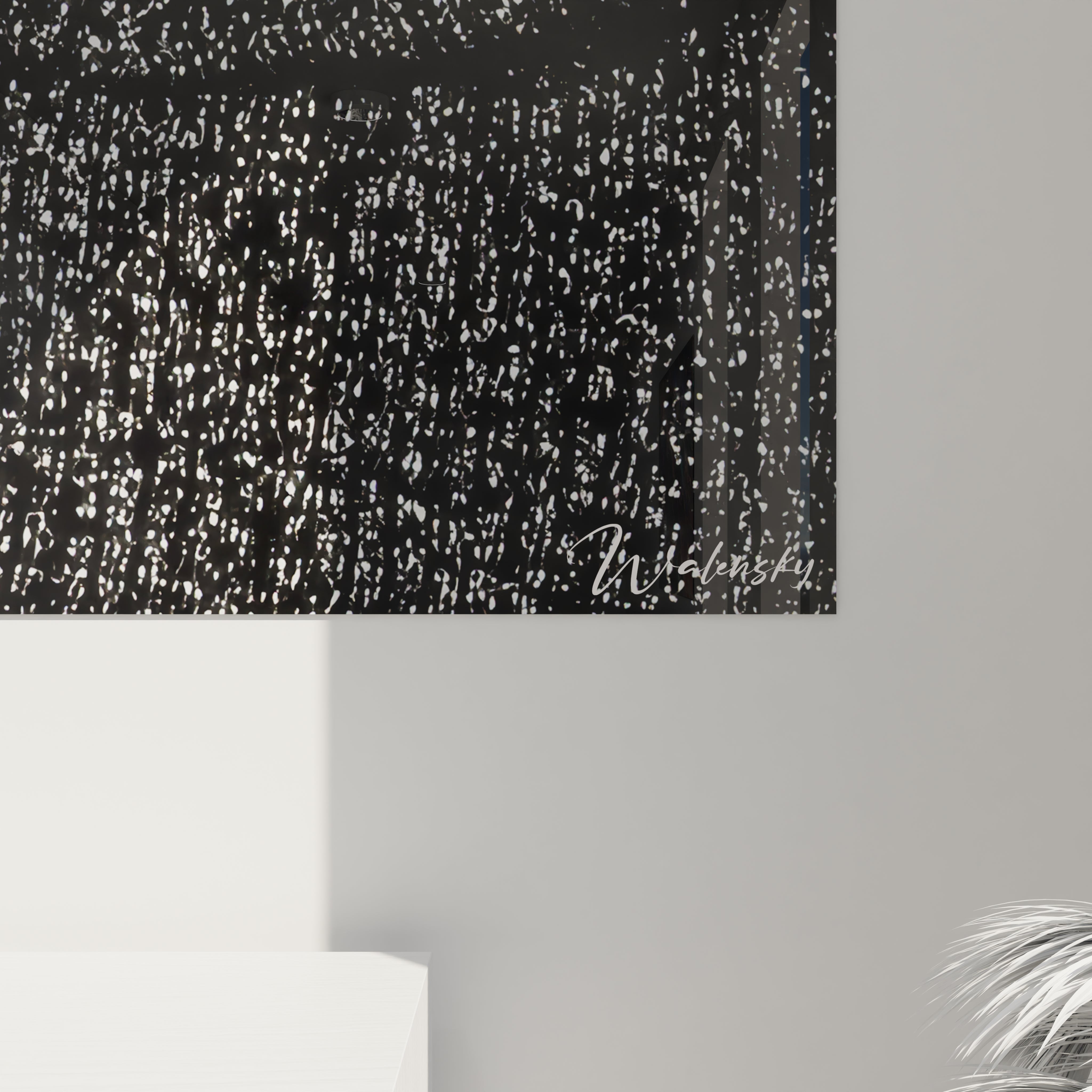 Tableau visage mystérieux noir et blanc de Walensky, idéal pour une décoration moderne