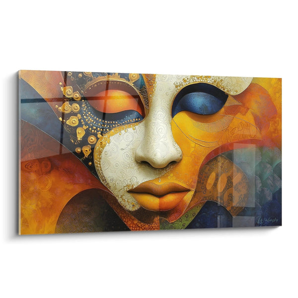 Cuadro Rostro Oro del sol - edición máscara africana