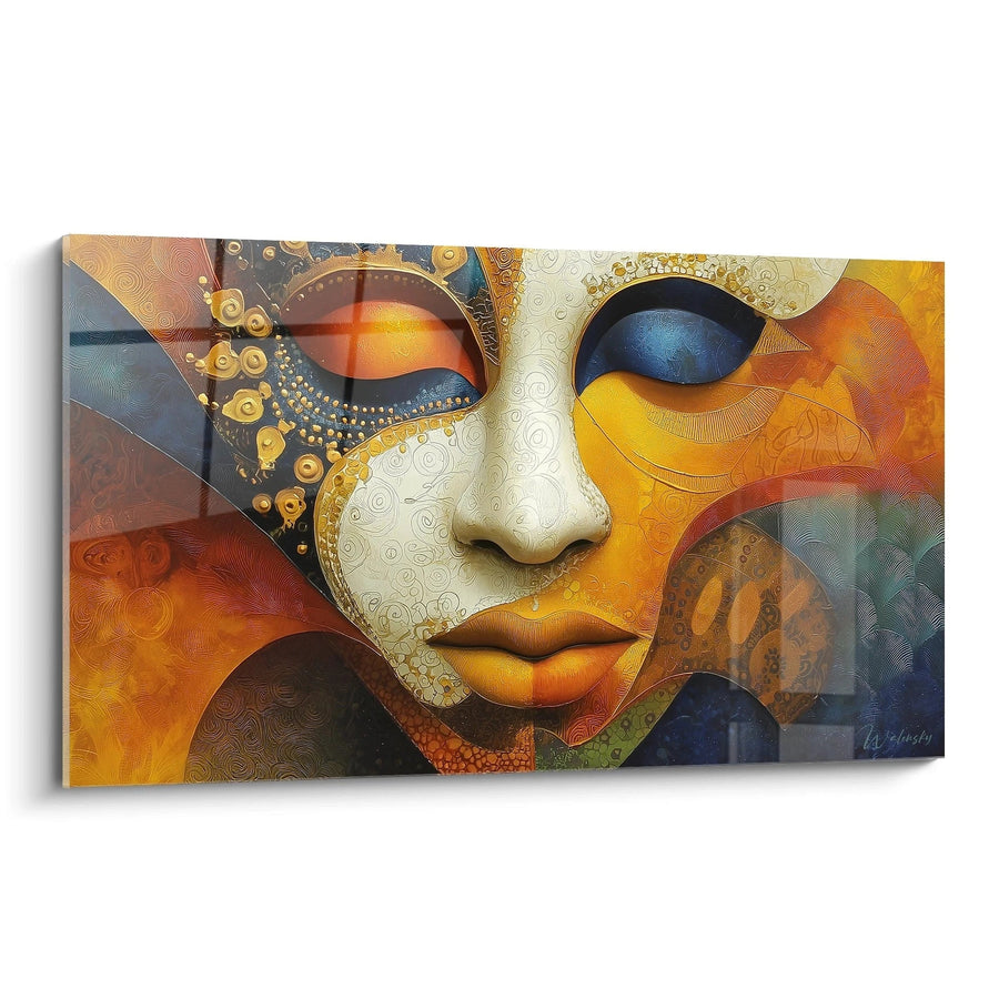 Tableau Visage Or du soleil - édition masque africain