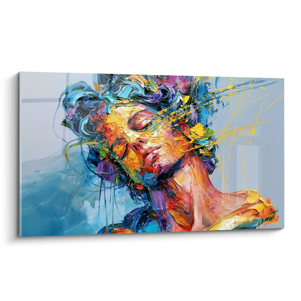 Tableau Visage orangé aux mèches bleues - Souffle intérieur - Edition Visage