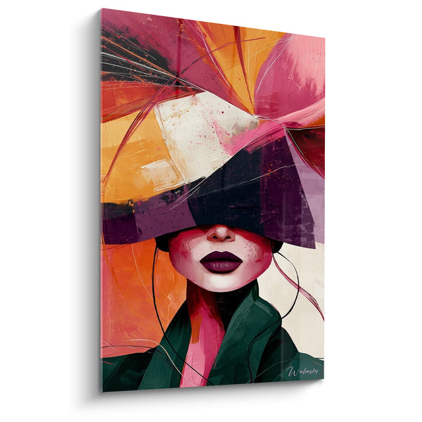 Tableau Visage masqué aux fragments orange et prune - Éclipse fauve - Edition Visage