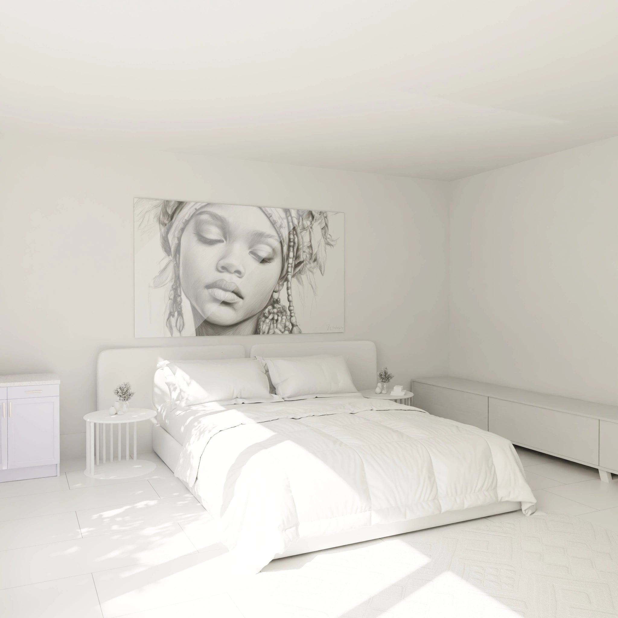 Tableau mural visage africain de Walensky, décor élégant pour chambre lumineuse et moderne