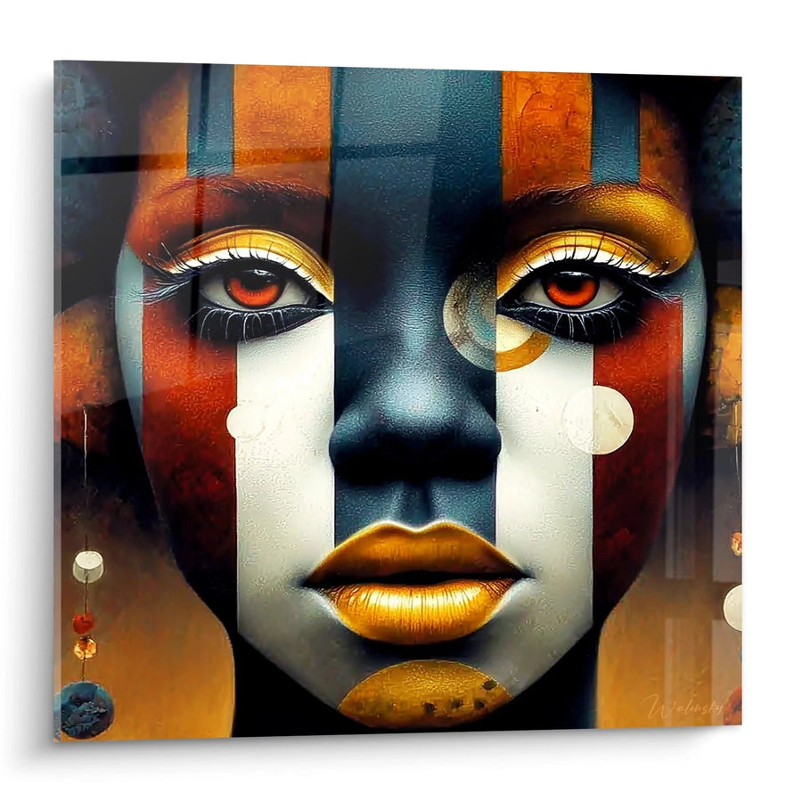 Tableau Visage peint Invocation spirituelle - édition masque africain