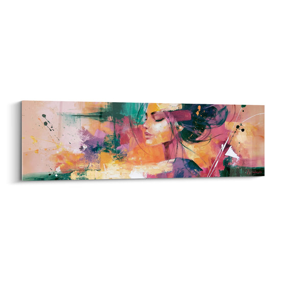 Tableau Visage de profil aux cheveux orange et violets - Songe au vent - Edition Visage