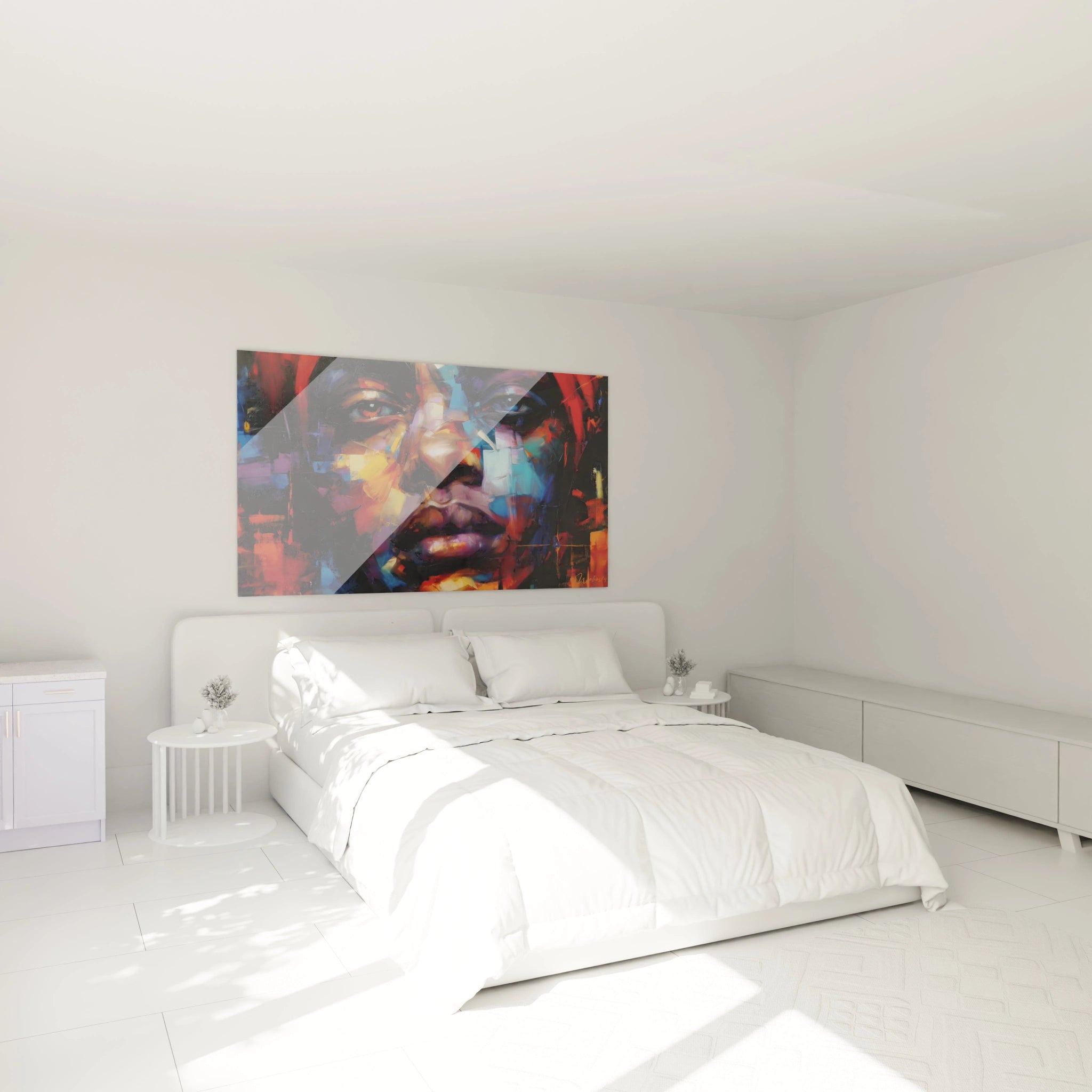Tableau mural visage africain contemporain de Walensky pour une décoration moderne et colorée