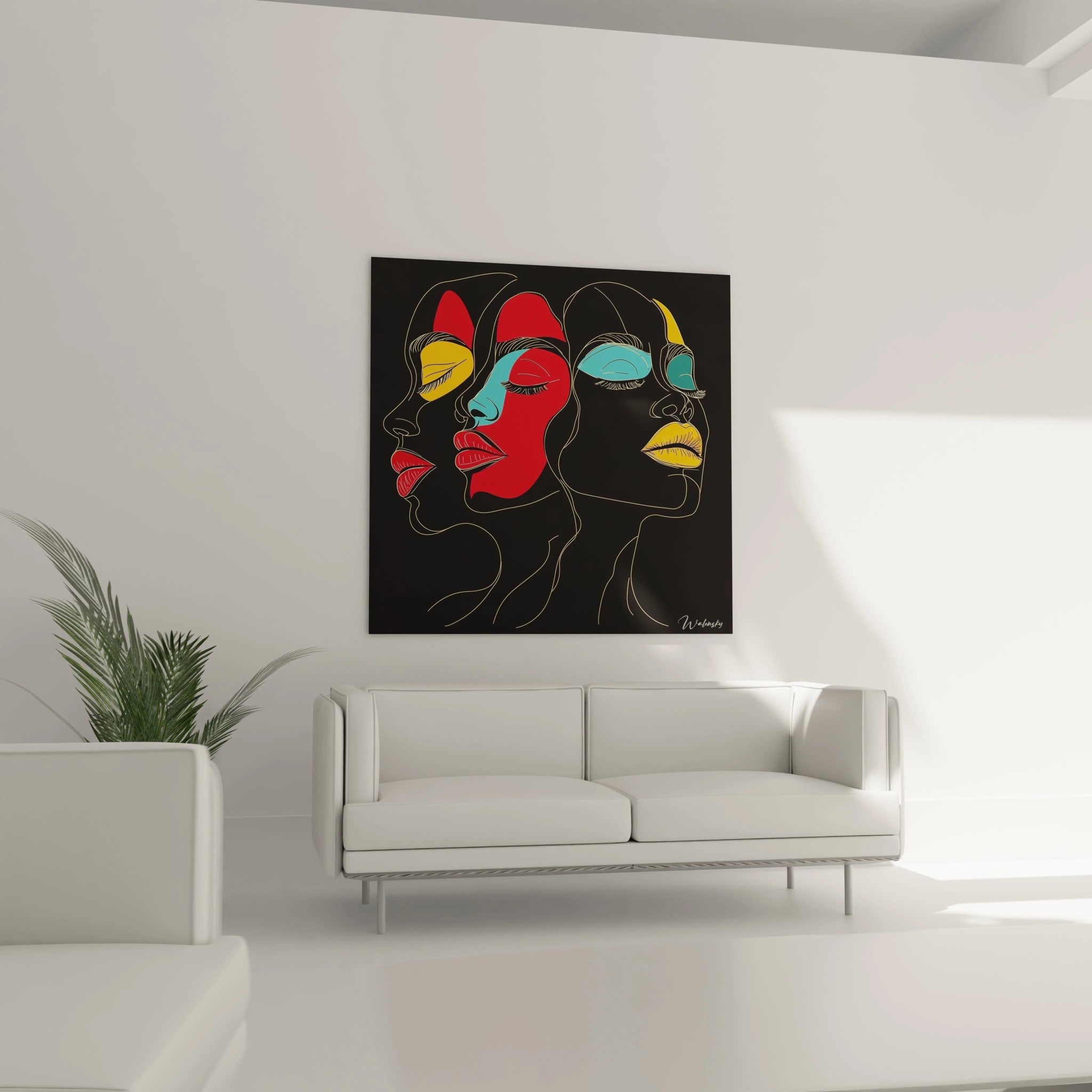 Tableau africain mural Walensky représentant un léopard allongé sur une branche dans un salon moderne