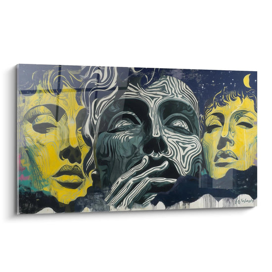 Tableau visages masques déchus - édition vanité