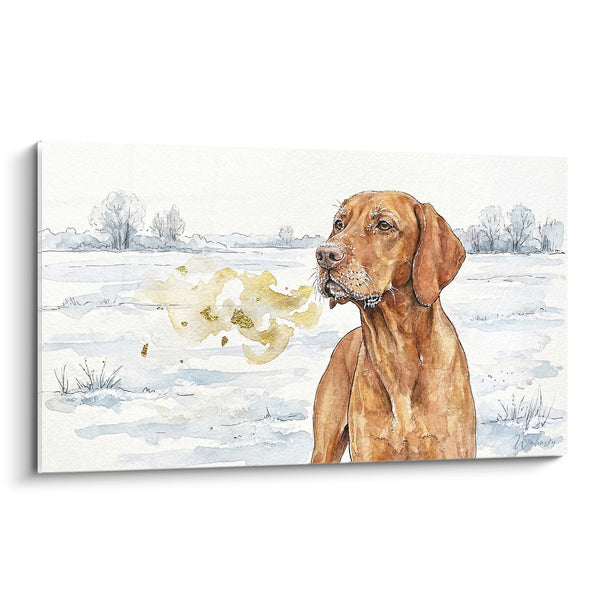 Tableau Chien Roux dans Paysage Hivernal - Souffle Glacé - Edition Vizsla
