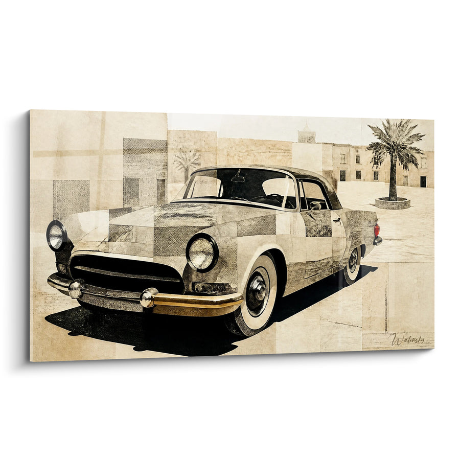 Tableau Berline ancienne aux teintes sable et ivoire - Souvenir d'une autre époque - Edition voiture