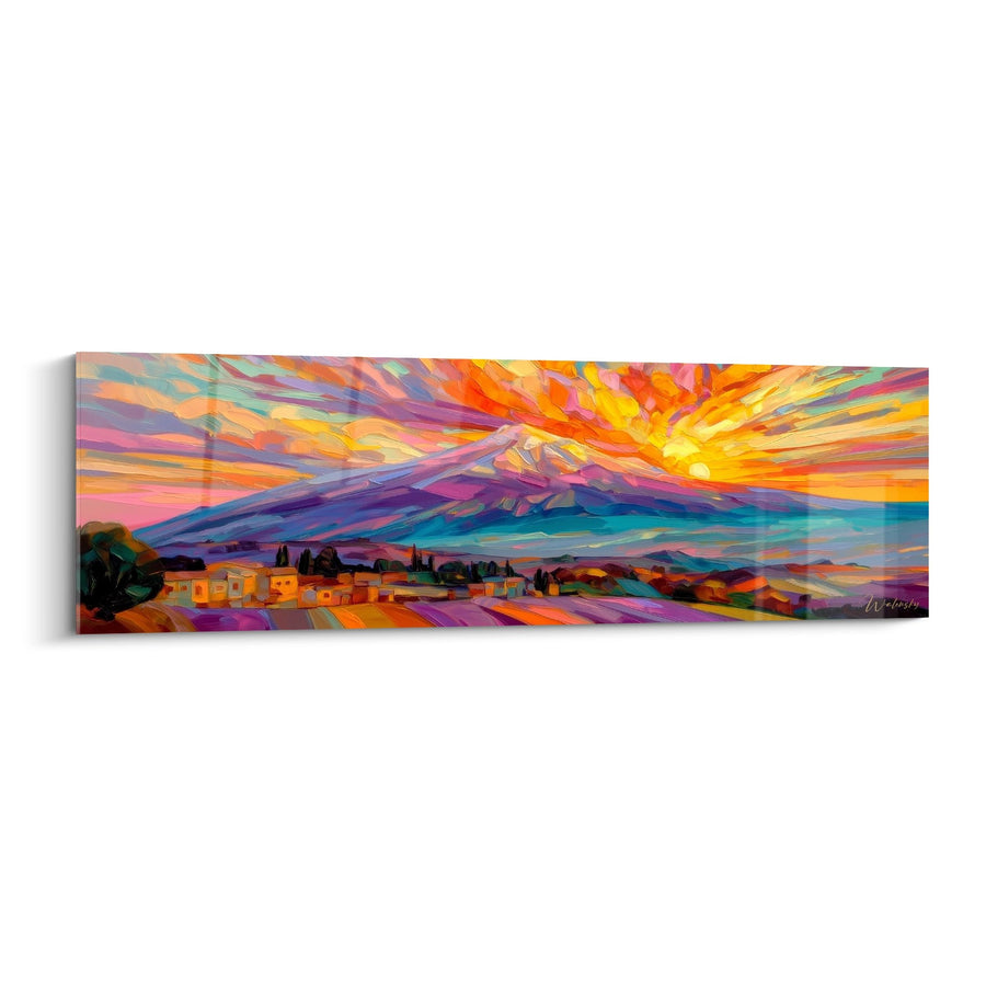 Tableau volcan coucher de soleil - Éruption lumineuse - édition Volcan