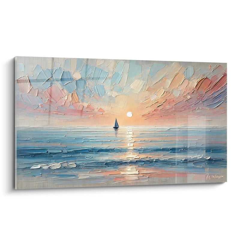 Twilight Journey Painting - Abstract Boat Edition