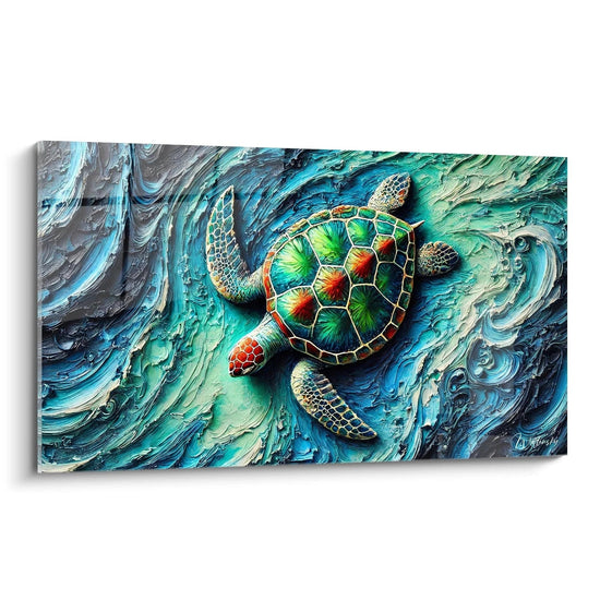Wanddecoratie Reis in turkoois - Editie Zeeschildpad Dieren