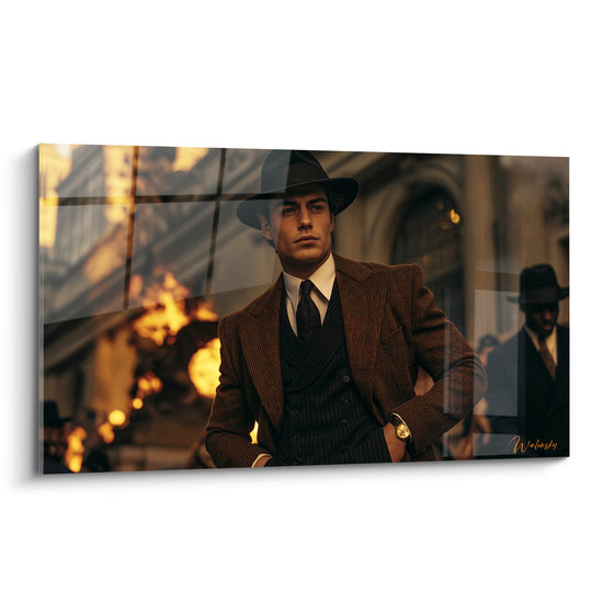 Tableau Homme costume brun feutre anthracite - Autorité nocturne - Edition Wall street
