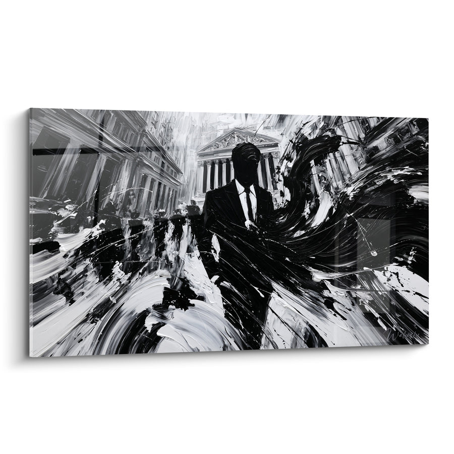 Tableau Homme d'affaires noir et blanc en costume - Marche vers le pouvoir - Edition Wall street