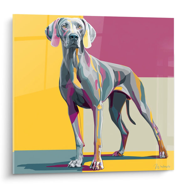 Cuadro de Perro Multicolor Geométrico - Retrato Artístico Moderno - Edición Weimaraner
