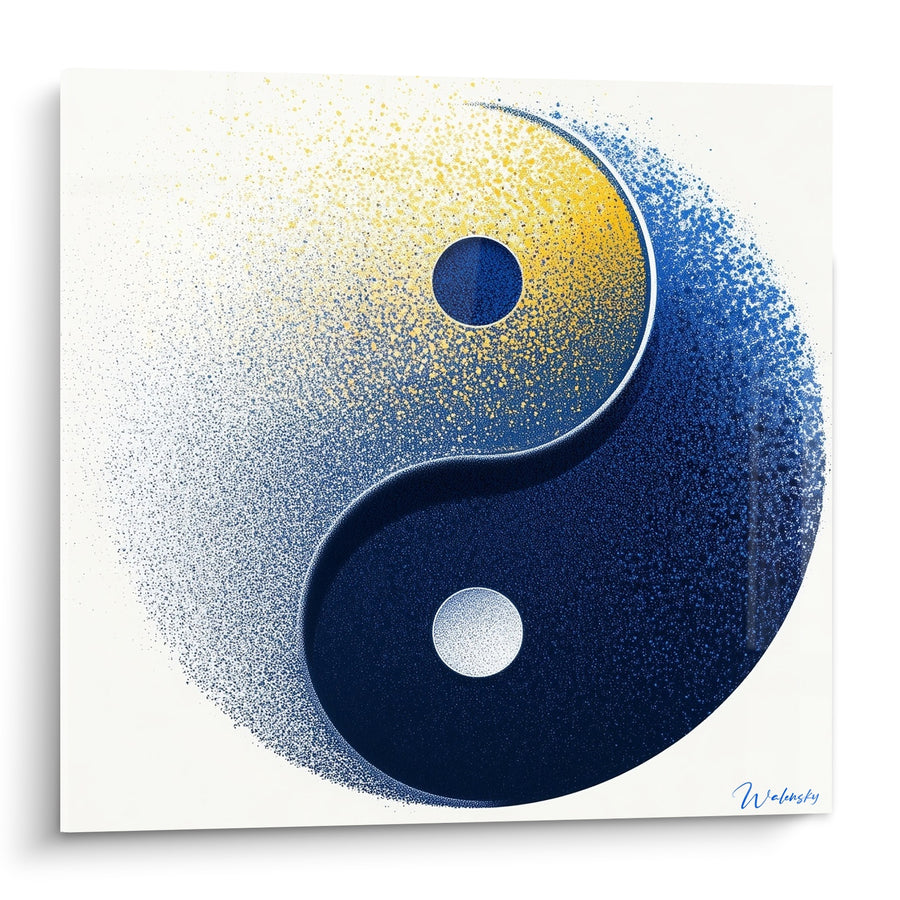 Tableau Symbole doré et bleu marine granuleux - Souffle d'équilibre - Edition Yin Yang