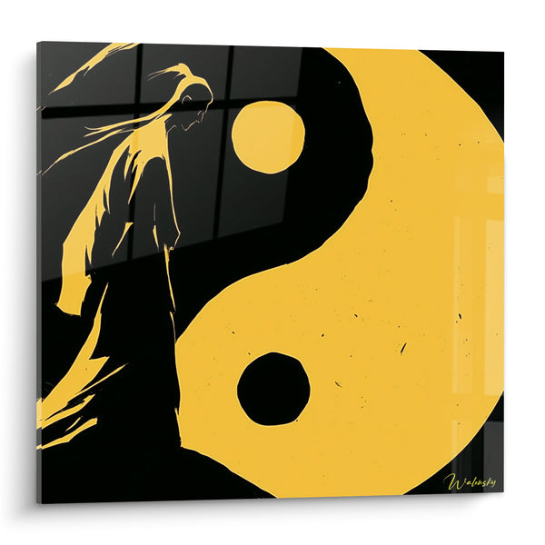 Tableau Silhouette dorée noire et jaune ocre - Marche méditative - Edition Yin Yang