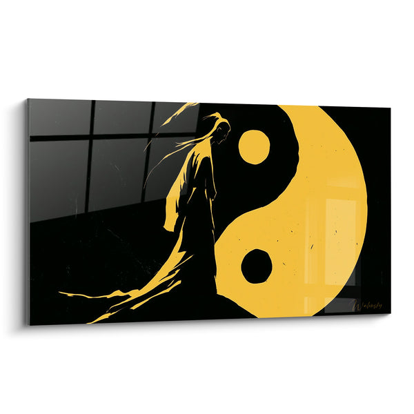 Tableau Silhouette drapée noire et jaune - Méditation silencieuse - Edition Yin Yang