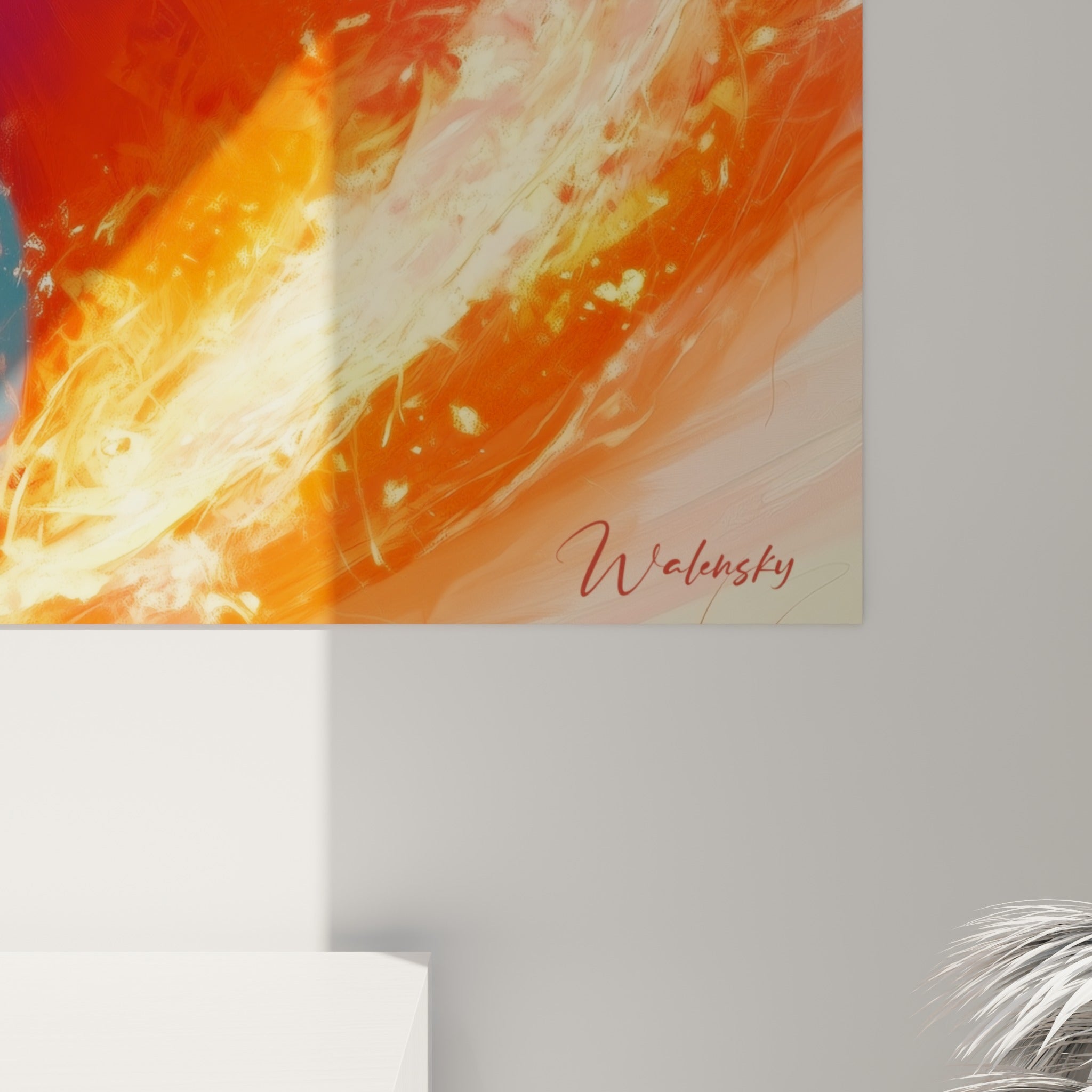 Matière picturale du Yin Yang révélant empâtements orange incandescent et éclats turquoise granuleux