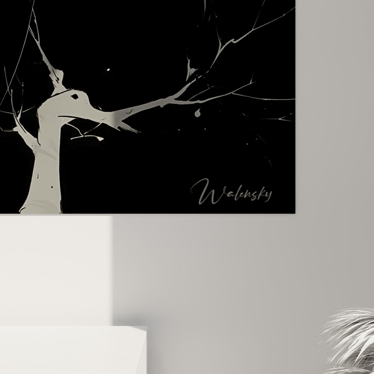 Grain et matière du tableau Yin Yang révélant les nuances ivoire et noir profond de près